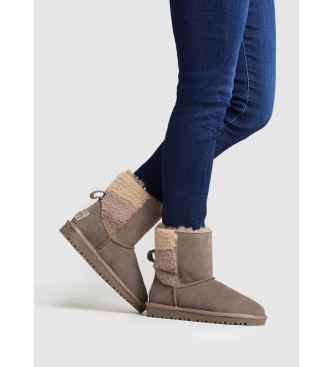 Pepe Jeans Bottines en cuir Diss Mix taupe