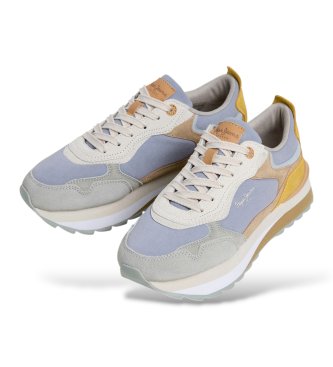 Pepe Jeans Blue Freya Wave leather sneakers