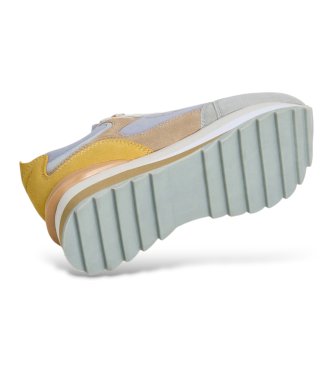 Pepe Jeans Blue Freya Wave leather sneakers