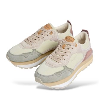 Pepe Jeans Green Freya Wave leather sneakers