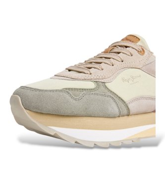 Pepe Jeans Green Freya Wave leather sneakers