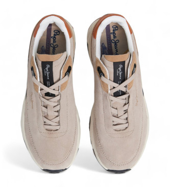 Pepe Jeans James Treck Beige Leder Turnschuhe