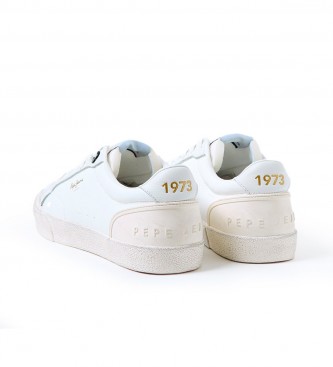 Pepe Jeans Zapatillas de piel Kenton Vintage 1973 blanco