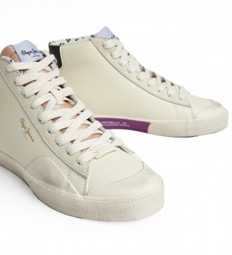 Pepe Jeans Leather Sneakers Kenton Vintagehigh W white