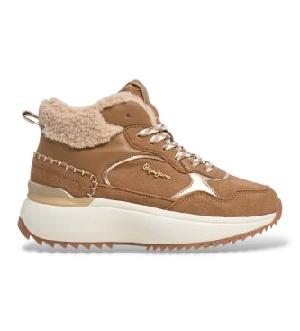 Pepe Jeans Kimi Laces brown leather sneakers