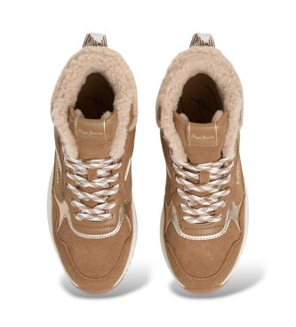 Pepe Jeans Kimi Laces brown leather sneakers