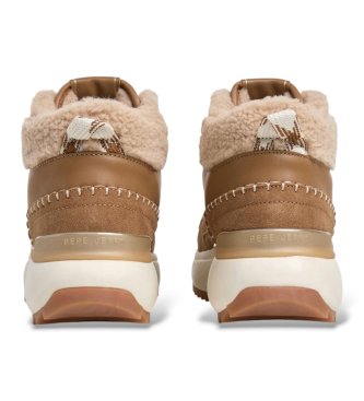 Pepe Jeans Kimi Laces brown leather sneakers