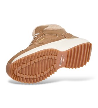 Pepe Jeans Kimi Laces brown leather sneakers