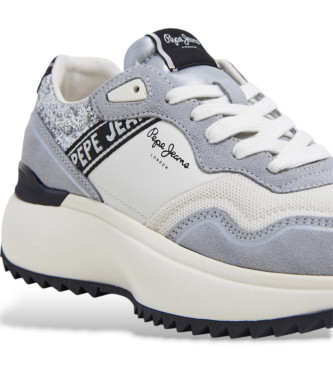 Pepe Jeans Baskets en cuir Kimi land blanc, gris