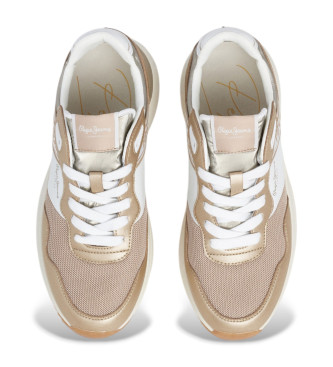 Pepe Jeans Kimi Mesh Leder Sneakers beige