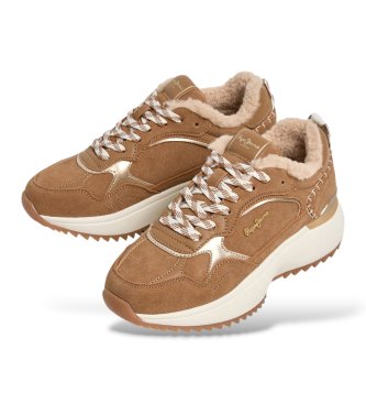 Pepe Jeans Kimi One brown leather sneakers