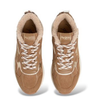 Pepe Jeans Kimi One brown leather sneakers