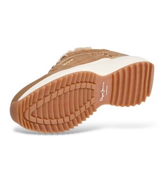 Pepe Jeans Kimi One brown leather sneakers