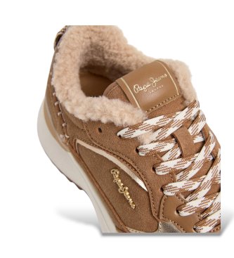 Pepe Jeans Kimi One brown leather sneakers