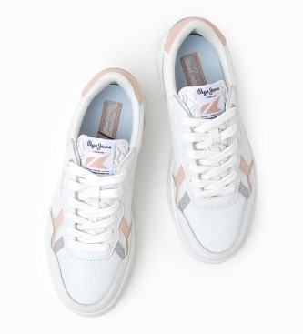 Pepe Jeans Kore Glin baskets en cuir blanc -Hauteur de la plateforme 4,5cm