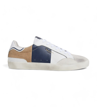 Pepe Jeans Scarpe da ginnastica Lane Main in pelle Blu scuro, Bianco