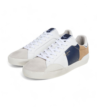 Pepe Jeans Scarpe da ginnastica Lane Main in pelle Blu scuro, Bianco