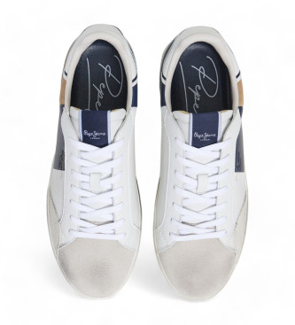 Pepe Jeans Scarpe da ginnastica Lane Main in pelle Blu scuro, Bianco