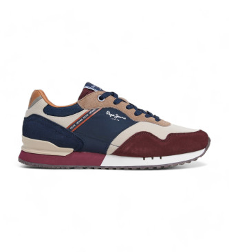 Pepe Jeans London Brand Sneakers i lder rdbrun