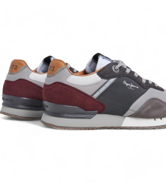 Pepe Jeans Leren sneakers Londen Merk grijs