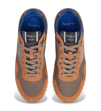 Pepe Jeans Sneakers in pelle marrone mattone di Londra