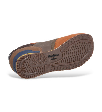 Pepe Jeans Sneakers in pelle marrone mattone di Londra