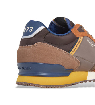 Pepe Jeans Sneakers in pelle marrone mattone di Londra