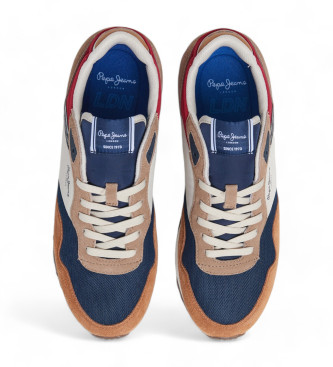 Pepe Jeans Londen Grade Leren Sneakers bruin, marine