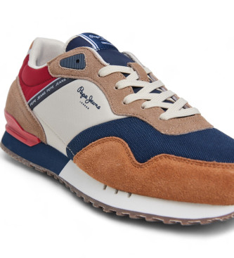 Pepe Jeans London Grade Leder-Sneakers braun, marineblau