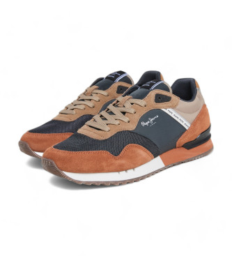 Pepe Jeans Leren sneakers Londen Grade bruin