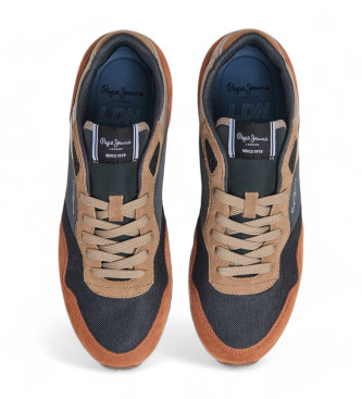 Pepe Jeans Sneakers i lder London Grade brun