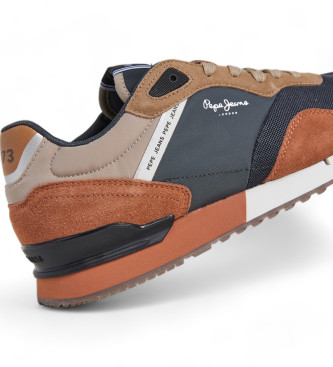 Pepe Jeans Sneakers i lder London Grade brun