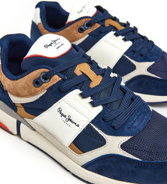 Pepe Jeans Skórzane sneakersy London Pro Mesh w kolorze granatowym