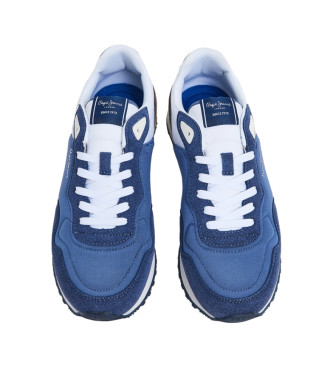Pepe Jeans Leren sneakers London Seal blauw