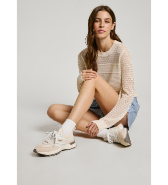 Pepe Jeans Off-white Lucky leather trainers