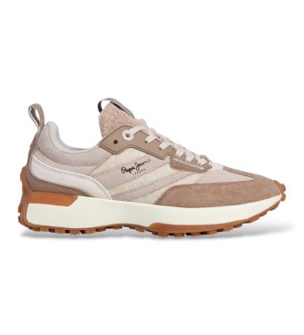 Pepe Jeans Baskets en cuir Lucky Cold beige