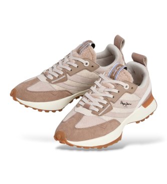 Pepe Jeans Baskets en cuir Lucky Cold beige