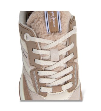 Pepe Jeans Baskets en cuir Lucky Cold beige