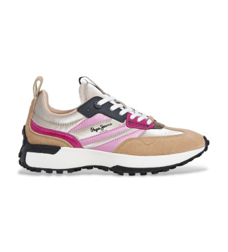 Pepe Jeans Sneakers Lucky Shiny Beige in pelle