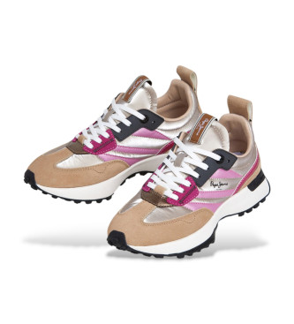 Pepe Jeans Sneakers Lucky Shiny Beige in pelle