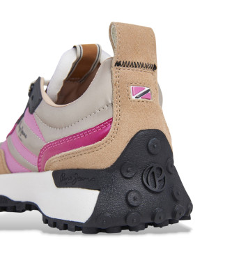 Pepe Jeans Sneakers Lucky Shiny Beige in pelle