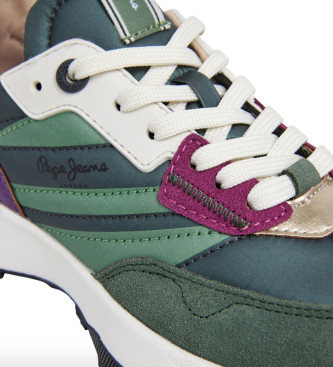 Pepe Jeans Lucky Glnsande lder sneakers grn