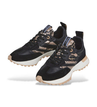 Pepe Jeans Luclky Fenix Leren Sneakers zwart