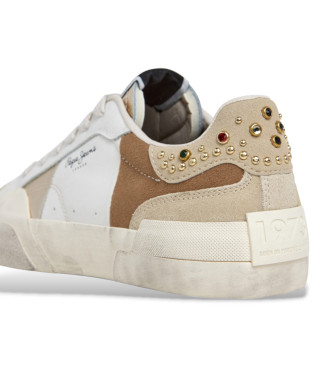 Pepe Jeans Sneakers in pelle con cristalli di Milano in bianco
