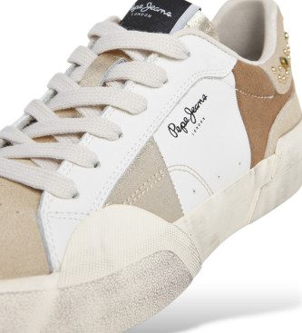 Pepe Jeans Sneakers in pelle con cristalli di Milano in bianco
