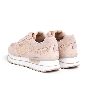 Pepe Jeans Pantoufles en cuir nude Rusper Gala