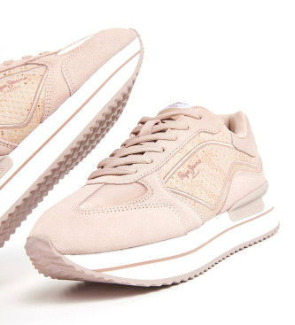 Pepe Jeans Rusper Gala Leren Sneakers nude