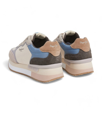 Pepe Jeans Rusper Mania beige leren sneakers