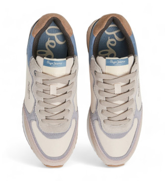 Pepe Jeans Rusper Mania beige leren sneakers