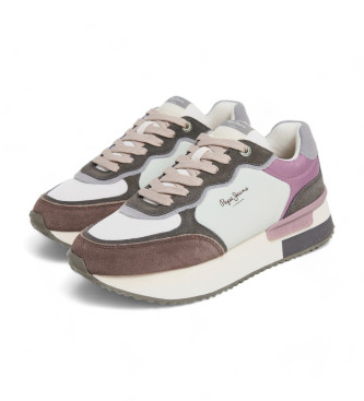 Pepe Jeans Rusper Mania Leren Sneakers wit, grijs